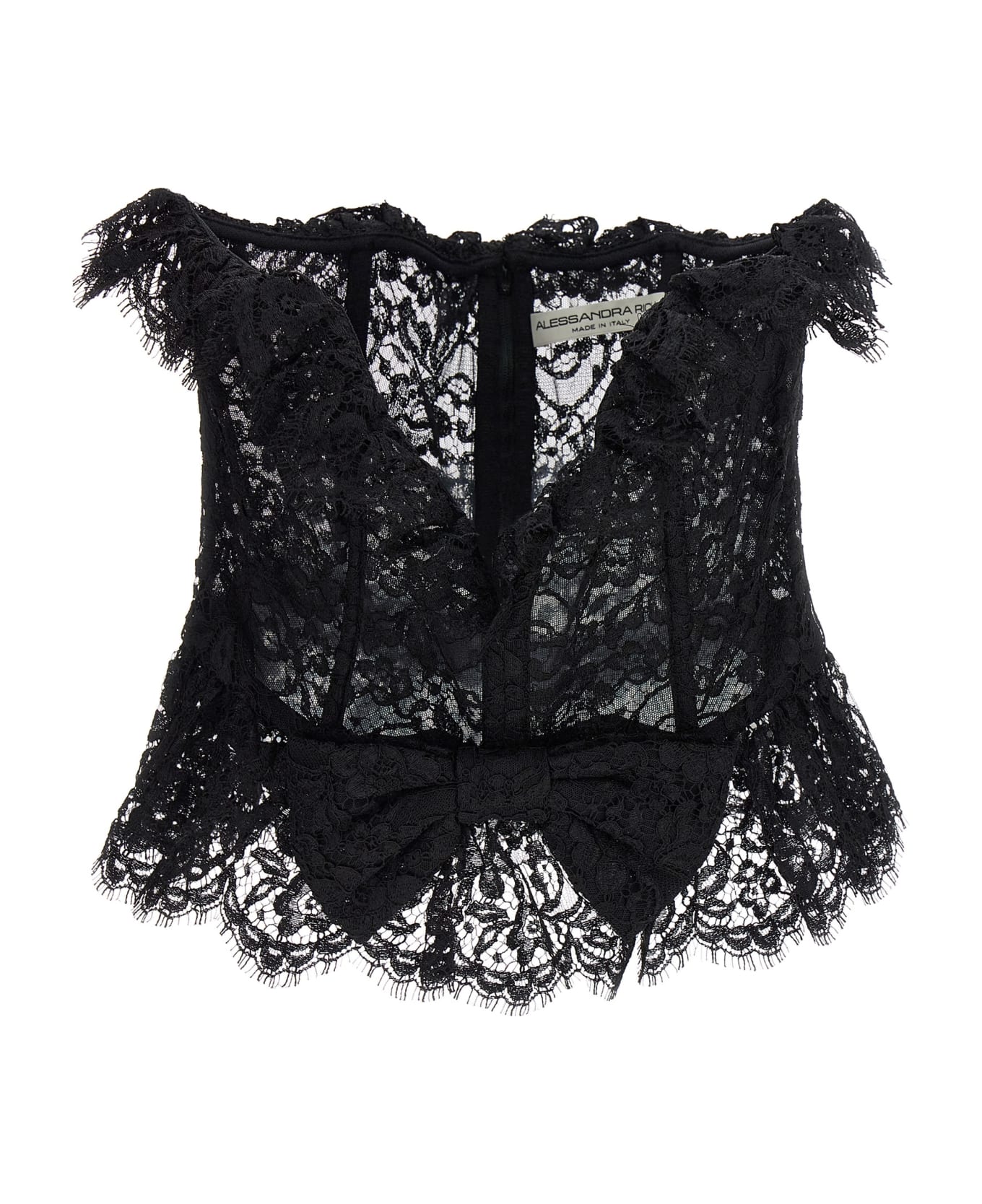 Alessandra Rich Lace Bow Bustier Top - Black   トップス