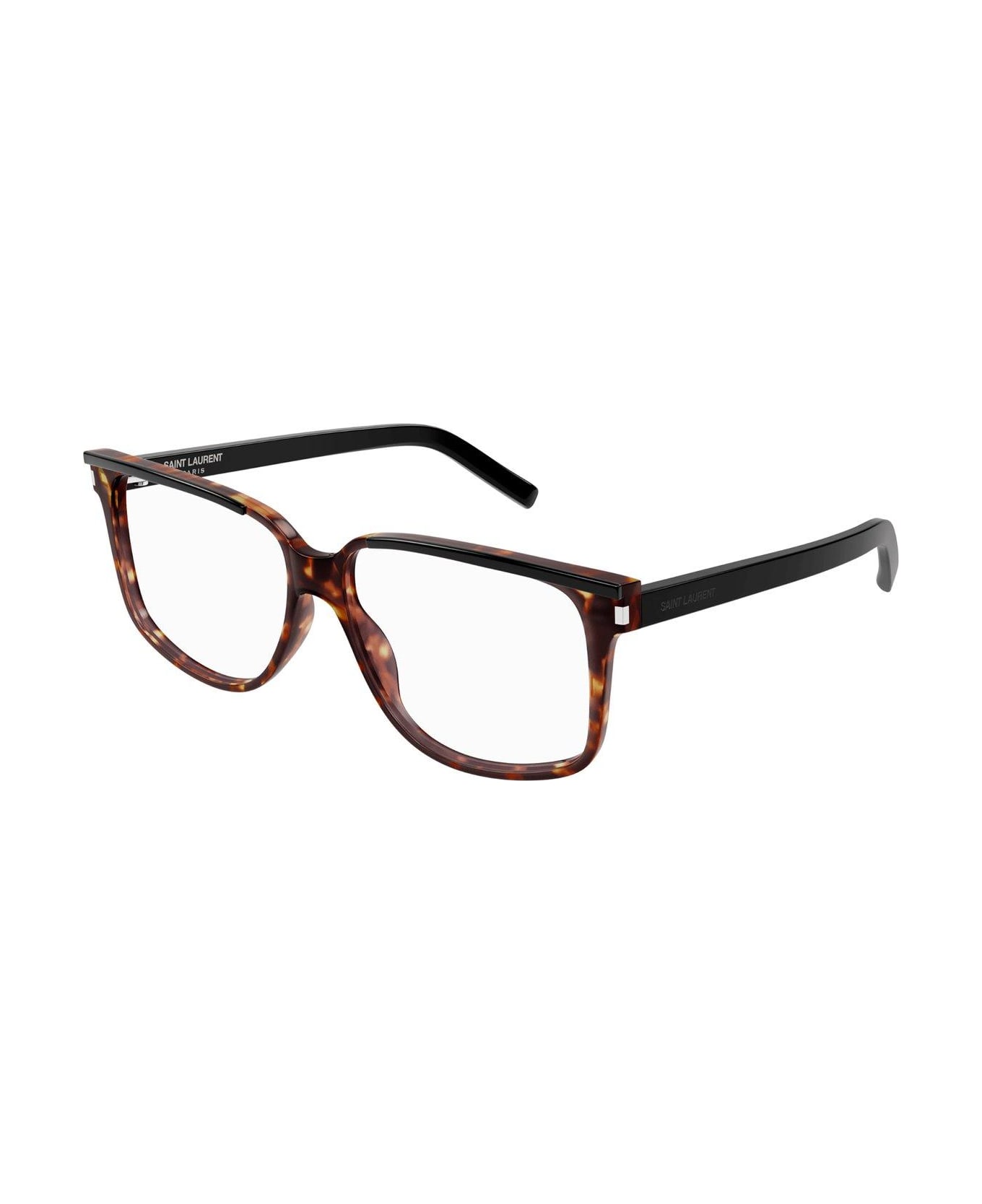 Saint Laurent Eyewear Square Frame Glasses - 001 black black transpare