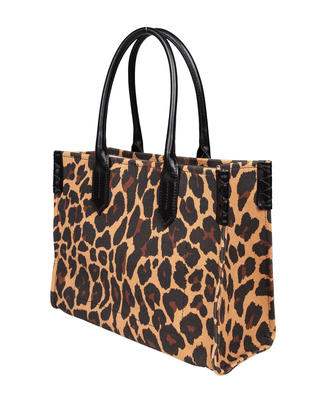 Balmain B-army 36 Canvas Tote Bag With Leopard Print - Brown