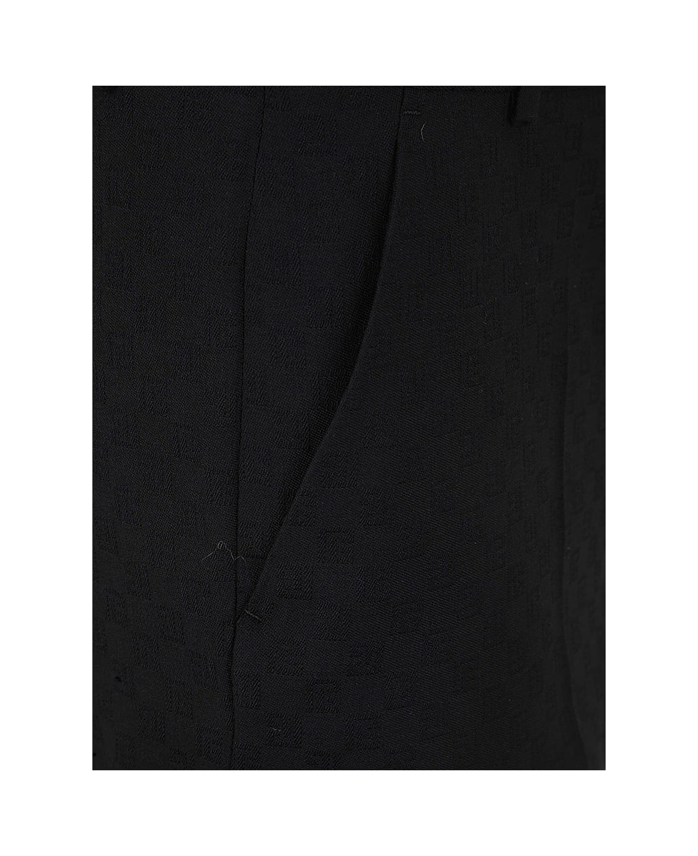 Balmain Monogram Jacquard Straight Wool Pants - Pa Noir