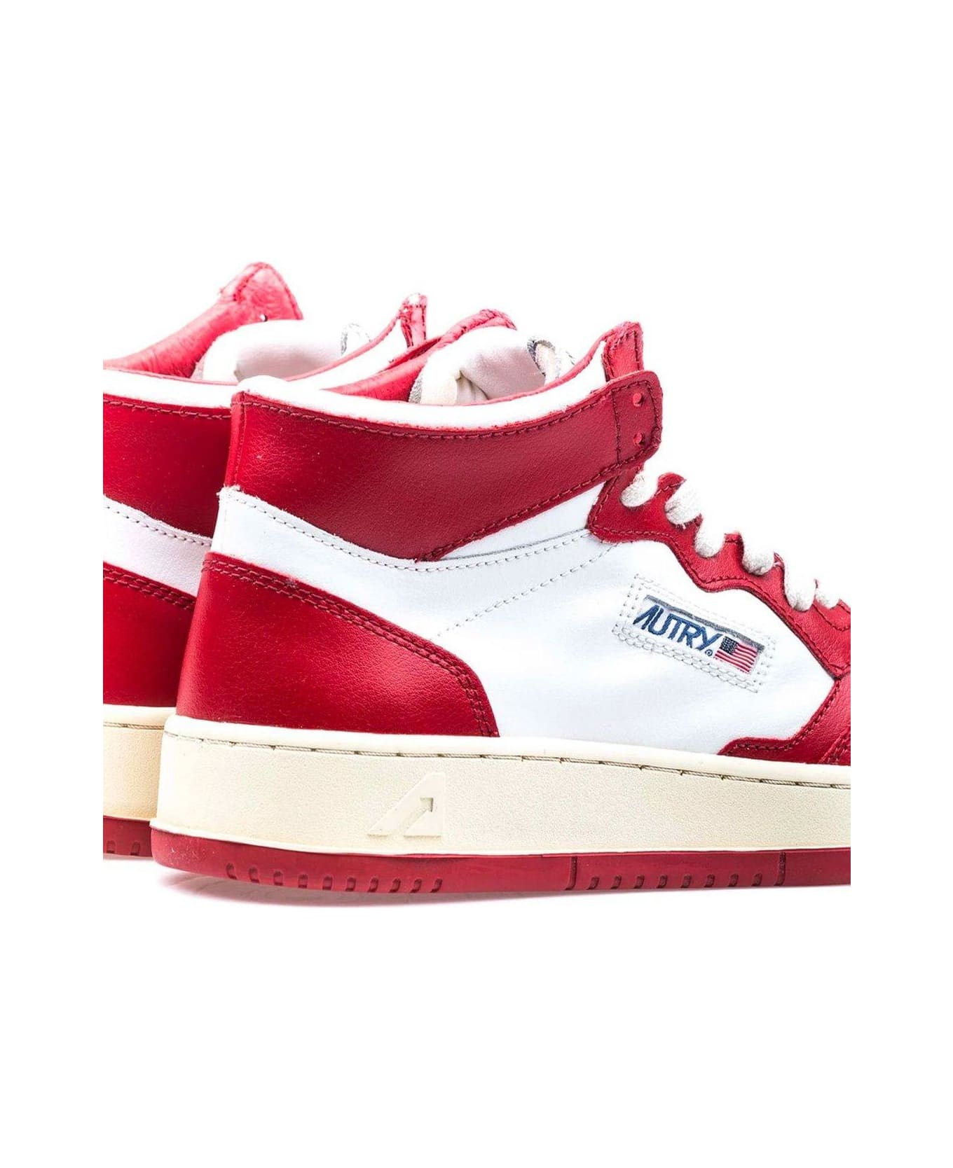 Autry Medalist High Top Sneakers - White Red