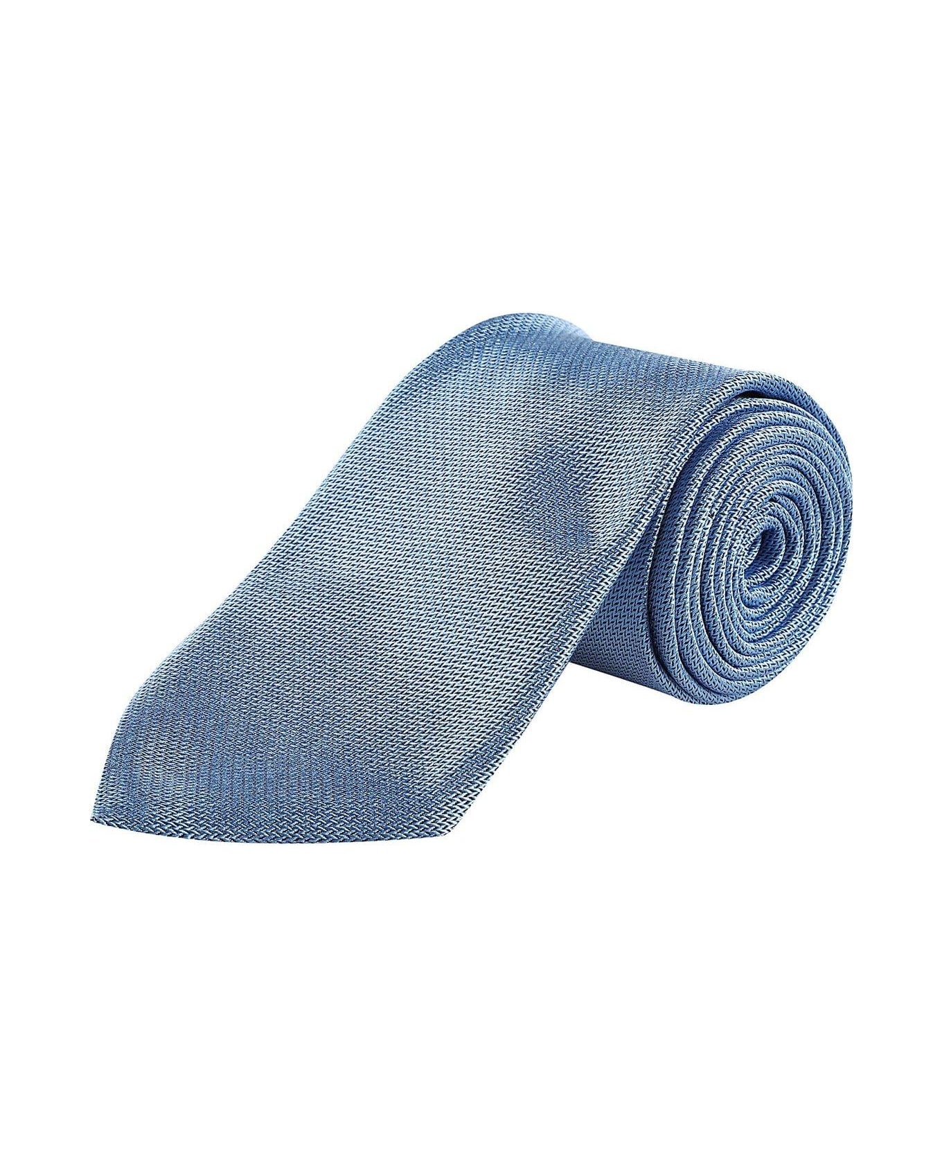 Zegna Pointed-tip Tie - Gnawed Blue