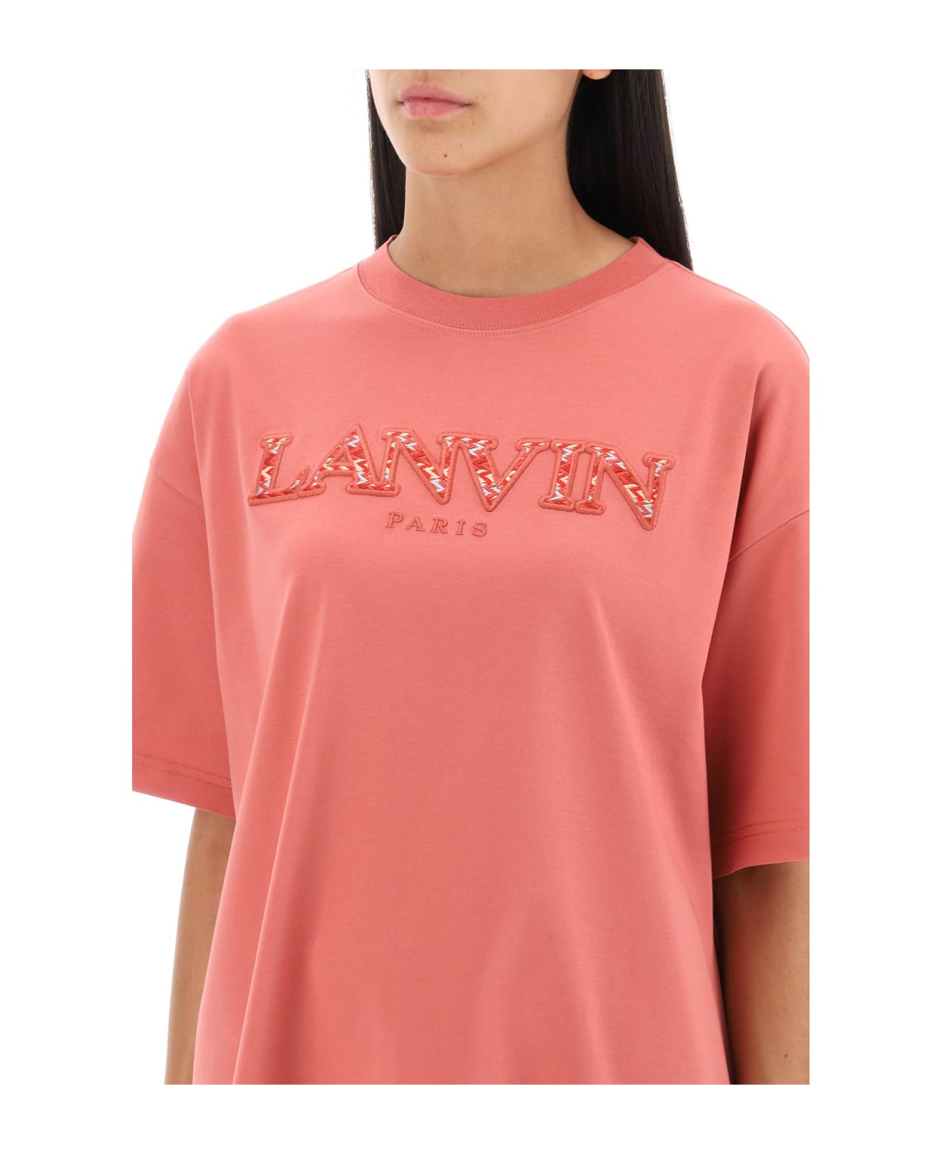 Lanvin Curb Logo Oversized T-shirt - LITCHI (Pink) Tシャツ