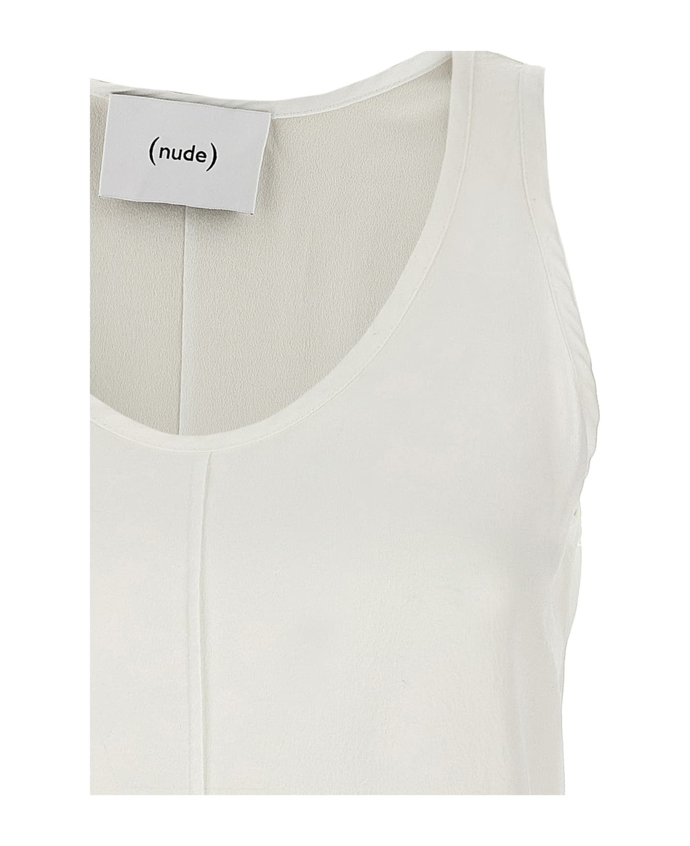 (nude) Puffed Sleeve Cotton Shirt - White タンクトップ
