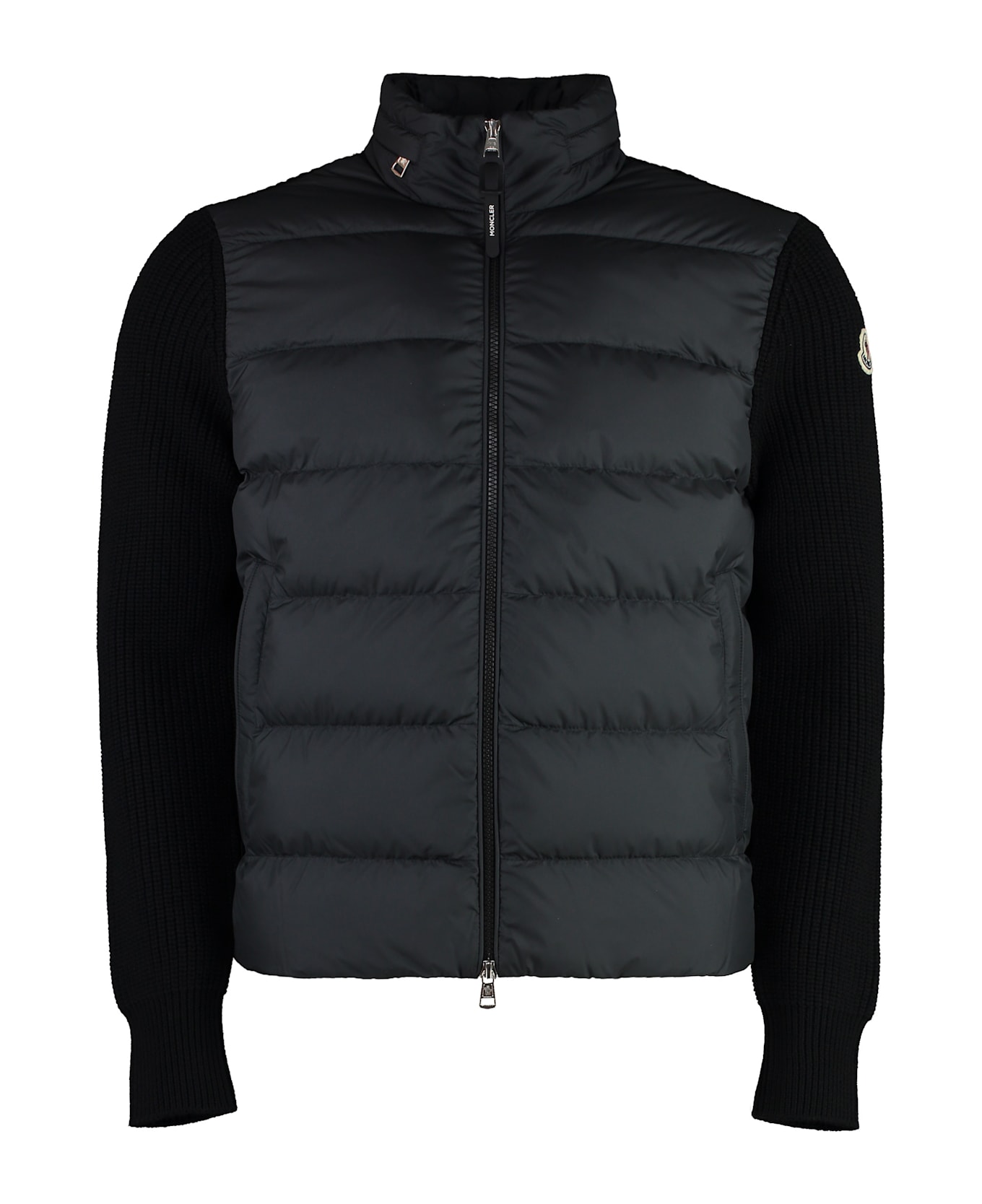 Moncler Cardigan With Padded Front Panel - black