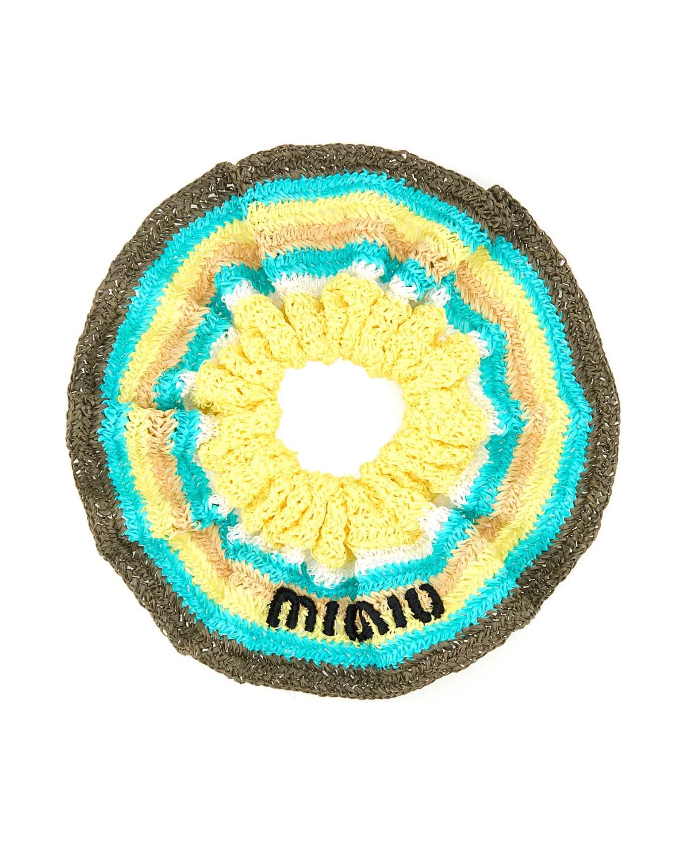 Miu Miu Embroidered Rafia Scrunchie - TUNDRALIMONENAT