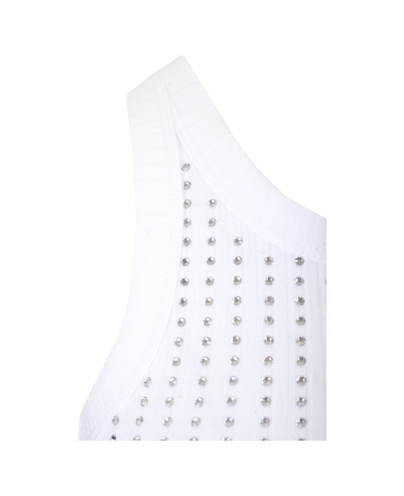 The Attico Black Tank Top With Strass - White