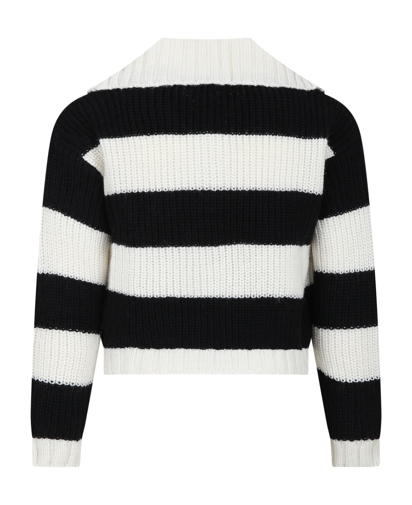 MSGM Black Sweater For Girl With Logo - Multicolor