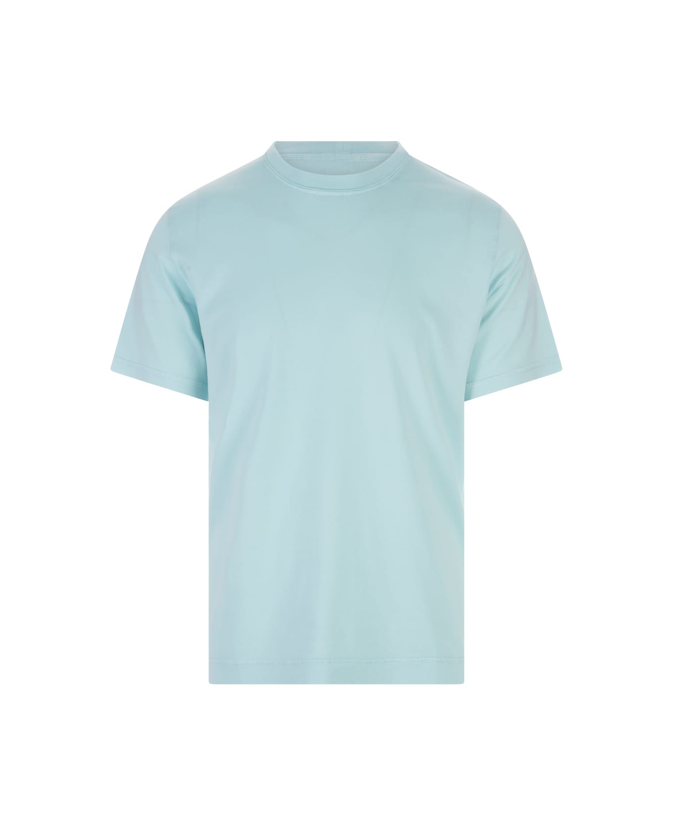 Fedeli Basic T-shirt In Aquamarine Organic Cotton - Blue シャツ