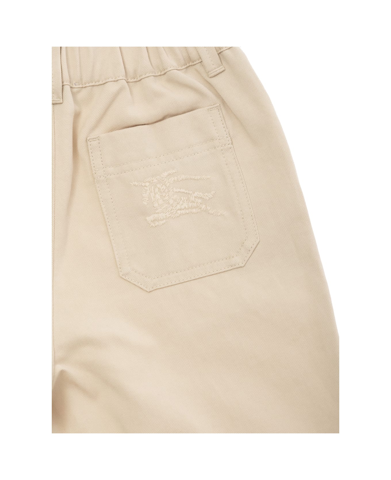 Burberry Beige Pants With Elastic Waistband In Cotton Blend Baby - Beige