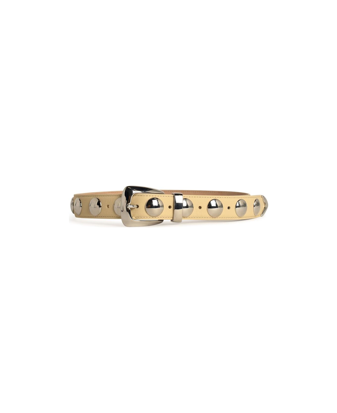 Khaite 
benny Studs
 Ivory Leather Belt - Ivory
