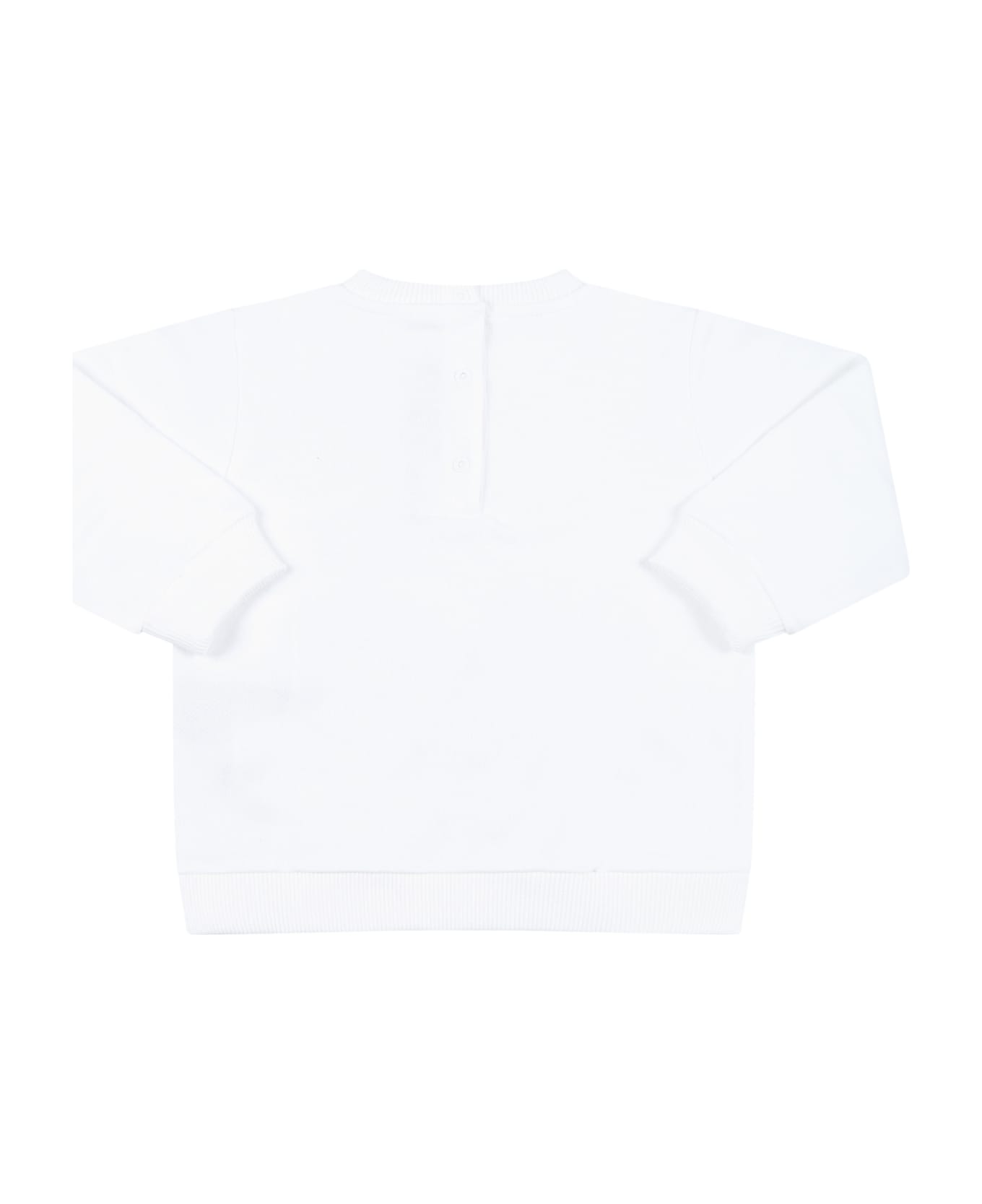 Balmain White Sweatshirt For Babies With Colorful Logo - White