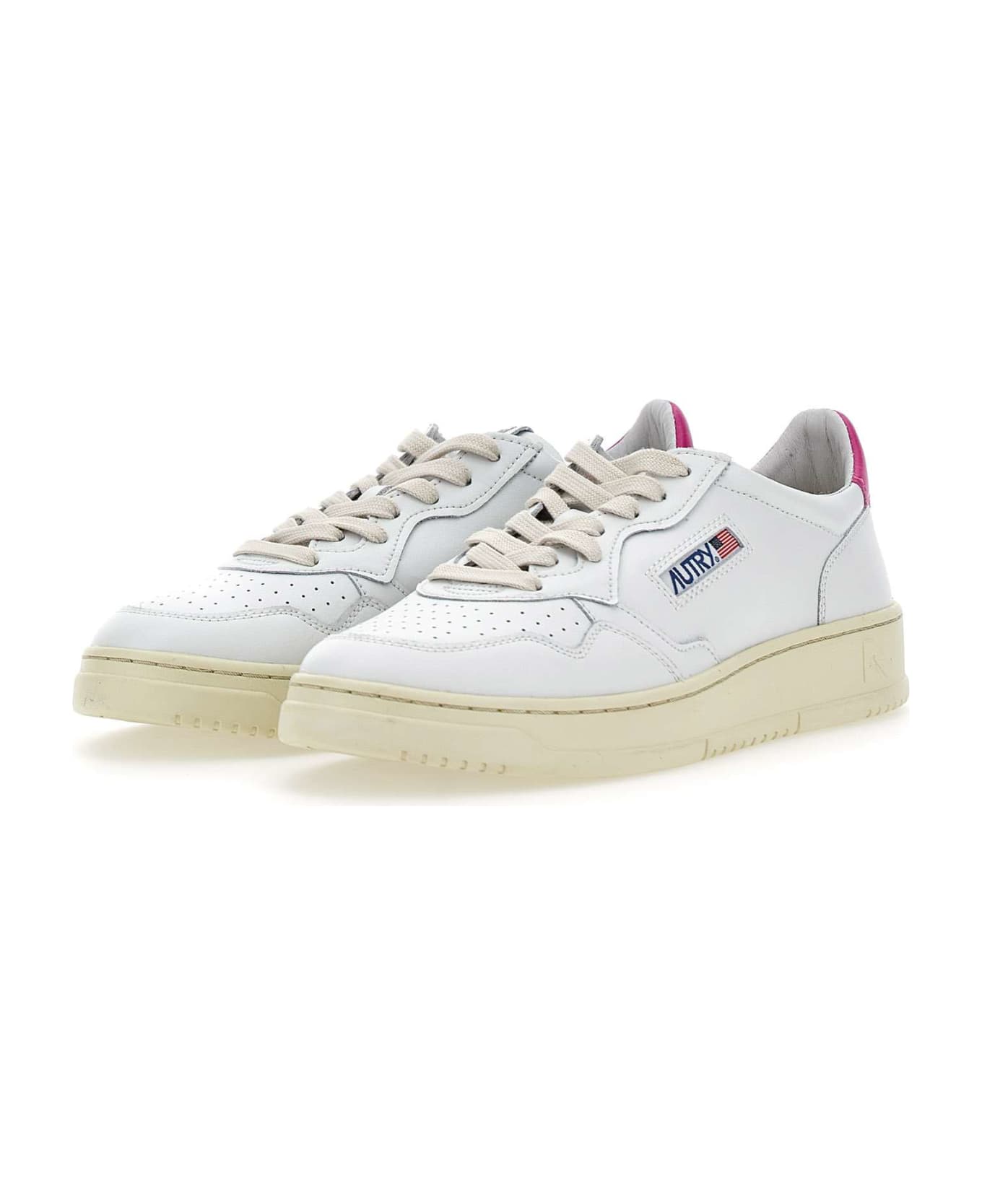 Autry 'll42' Leather Sneakers - WHITE/FUCHSIA スニーカー