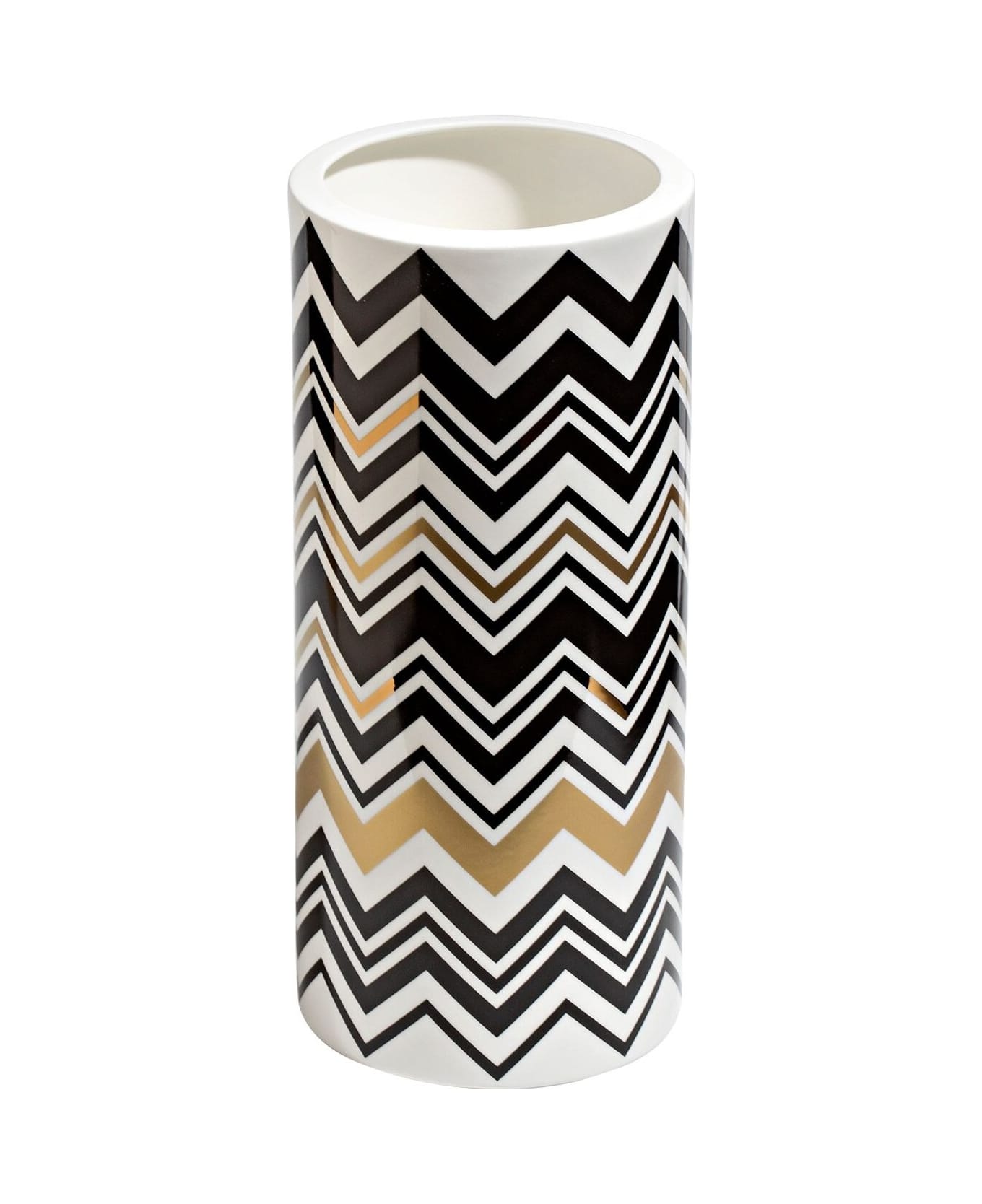 Missoni Vaso Grande Zig Zag Gold - Oro e Nero