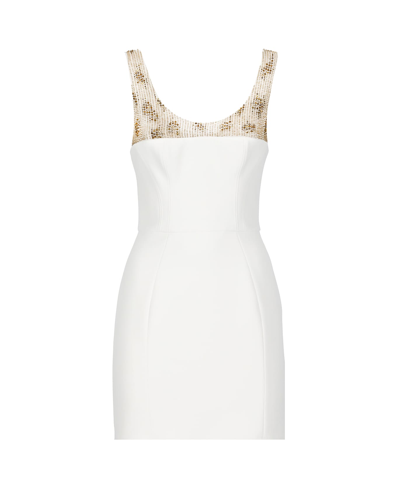 Elisabetta Franchi Short Dress With Beads - White