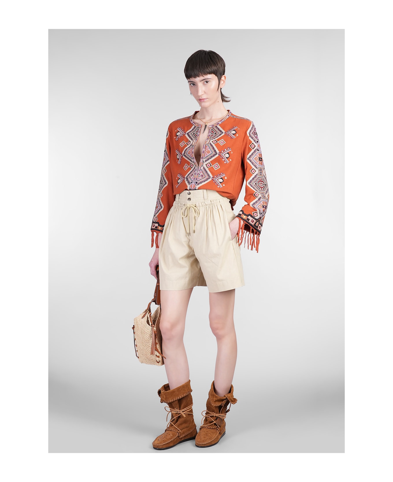 Isabel Marant Ingrid Shorts In Beige Cotton - beige