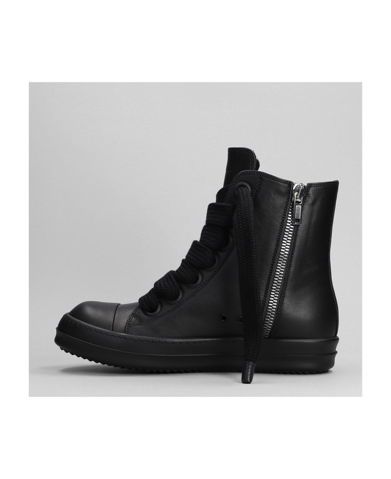 Rick Owens Sneaker Sneakers In Black Leather - Black