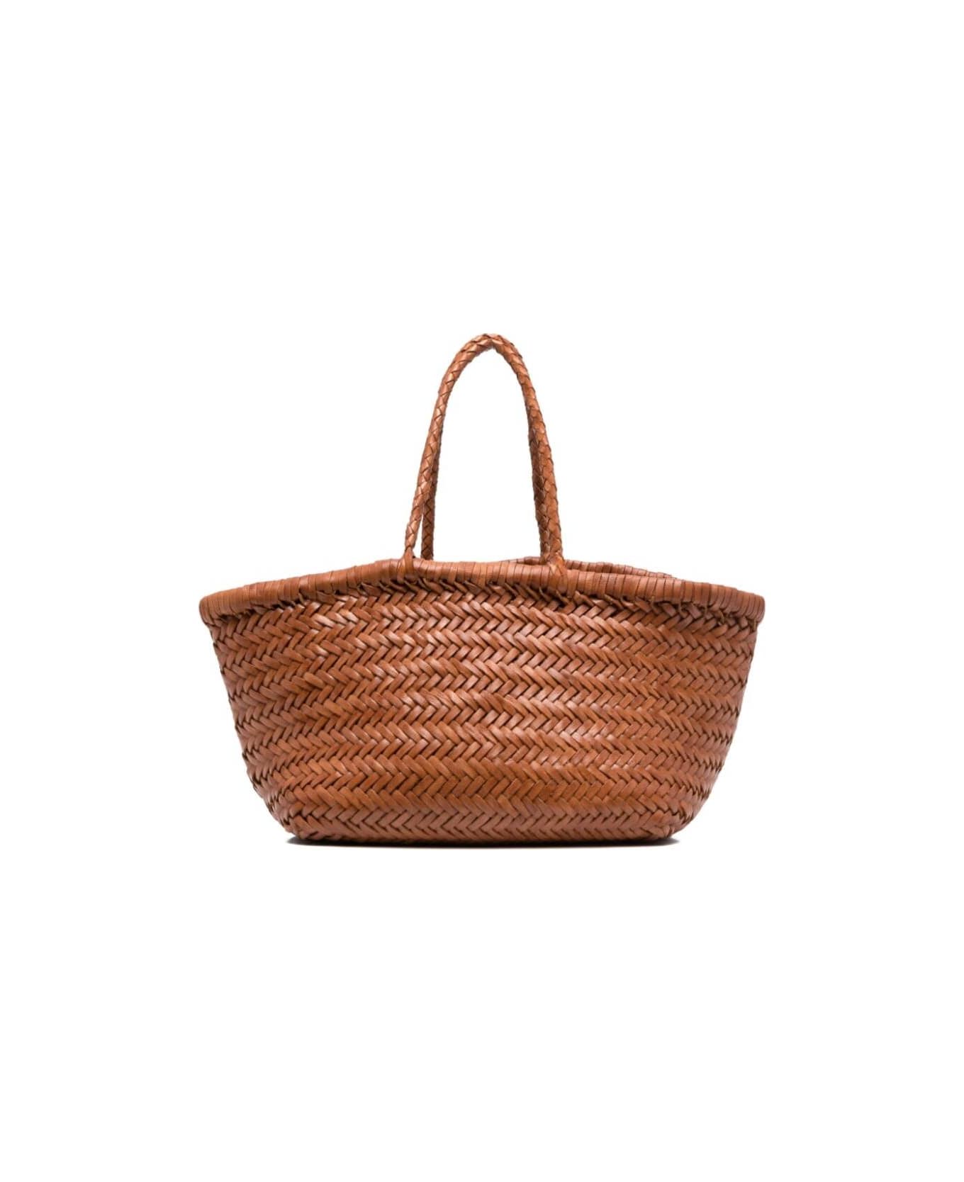 Dragon Diffusion 
triple Jump
 Tan Brown Small Tote Bag In Braided Leather Woman - Brown