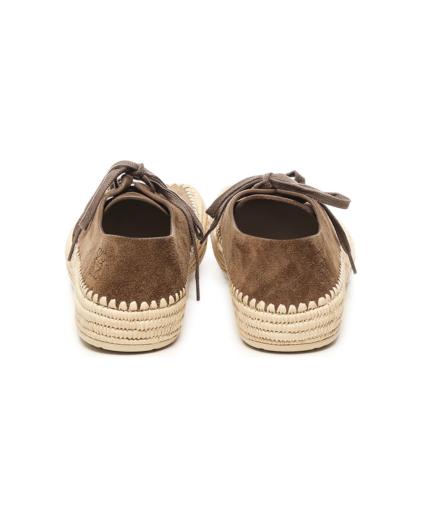 Loewe Rio Suede And Raffia Lace-ups - TAUPE GRAY