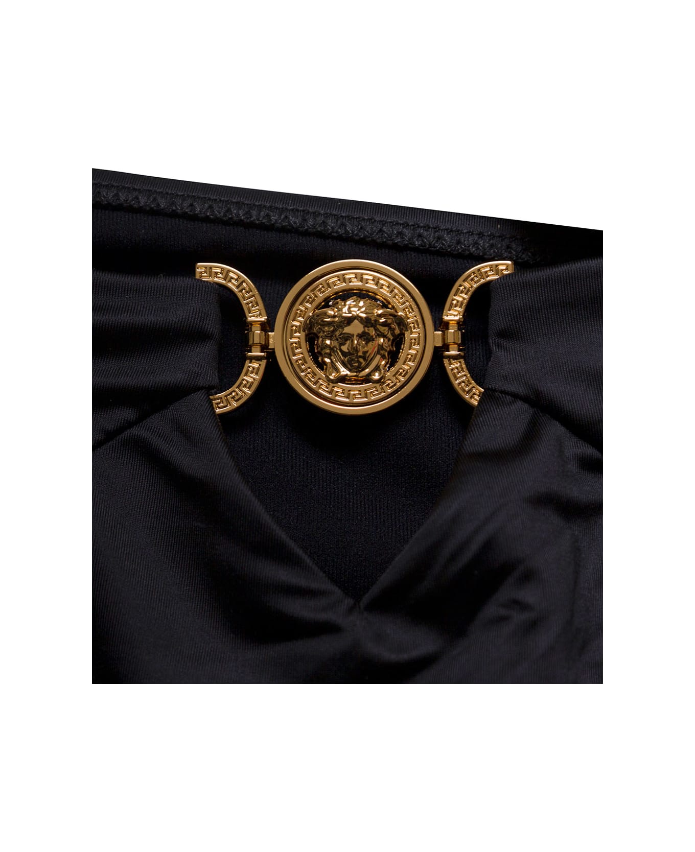 Versace Black Tie-fastening One-piece With Medusa Golden Detail In Polyammde Woman - Black