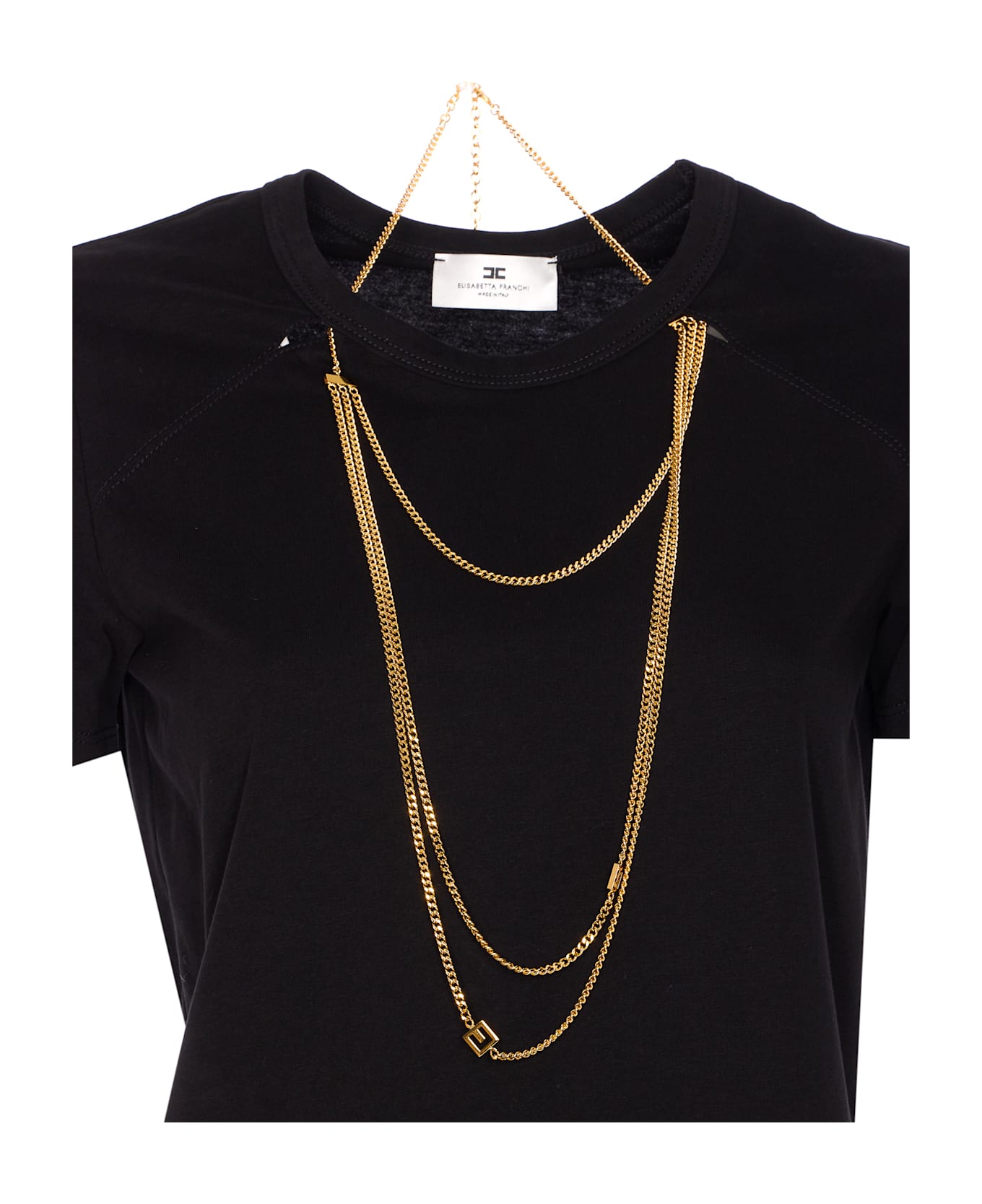 Elisabetta Franchi Jersey T-shirt With Jewel Detail - Black