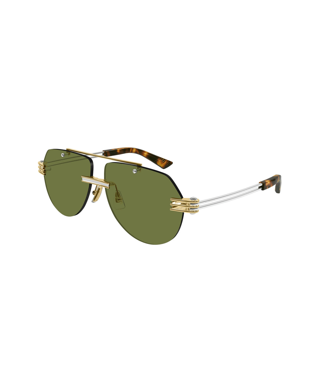 Bottega Veneta Eyewear Bottega Veneta Bv1342s Linea Unapologetic 003 Gold Silver Green Sunglasses - Oro