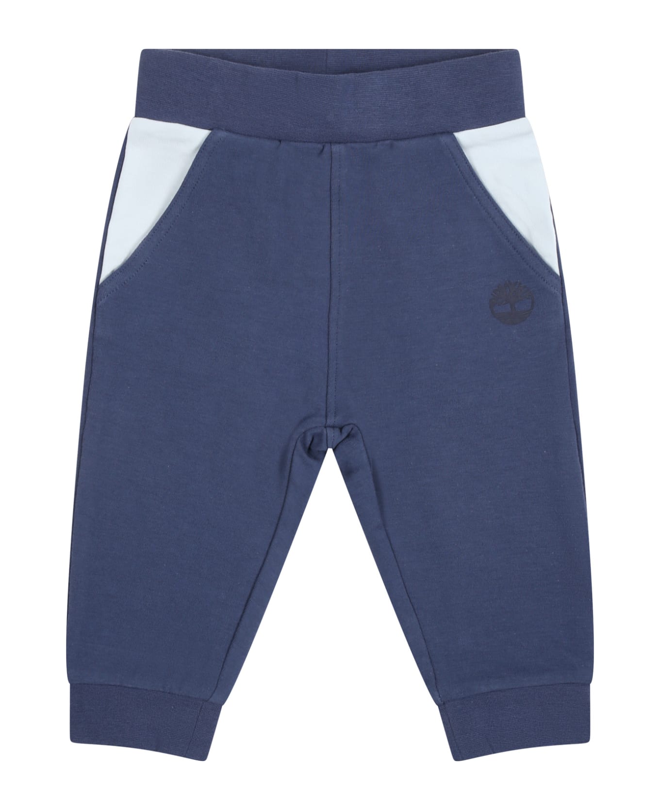 Timberland Blue Trousers For Baby Boy With Logo - Blue ボトムス