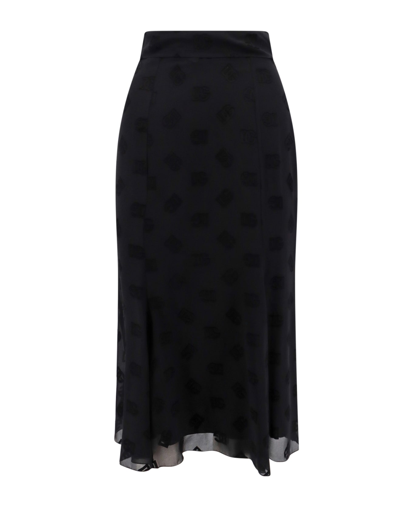 Dolce & Gabbana Devorè Silk Skirt - Black