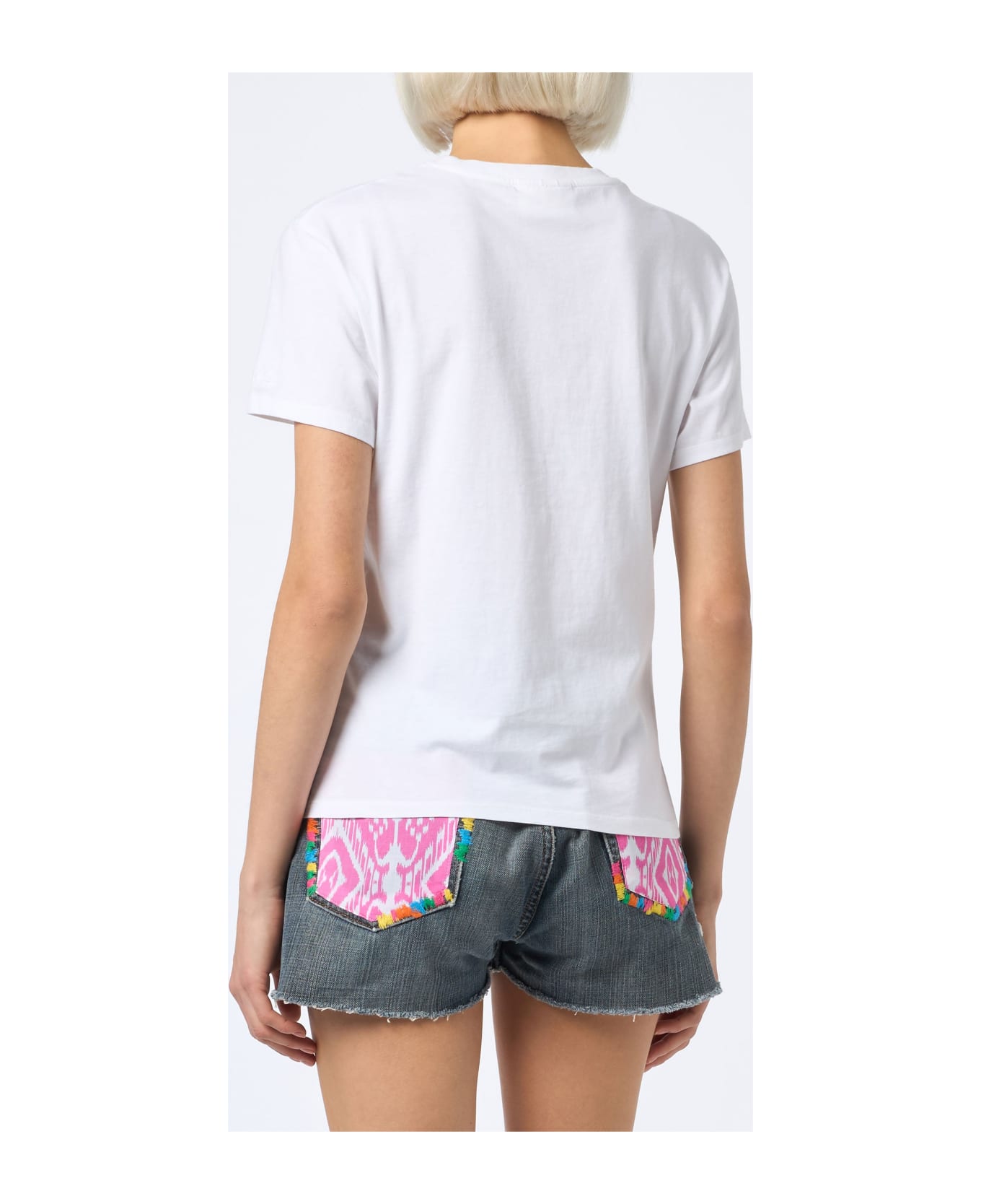 MC2 Saint Barth Woman Cotton Jersey Crewneck T-shirt Emilie With Girls Just Wanna Have Sun Embroidery - WHITE