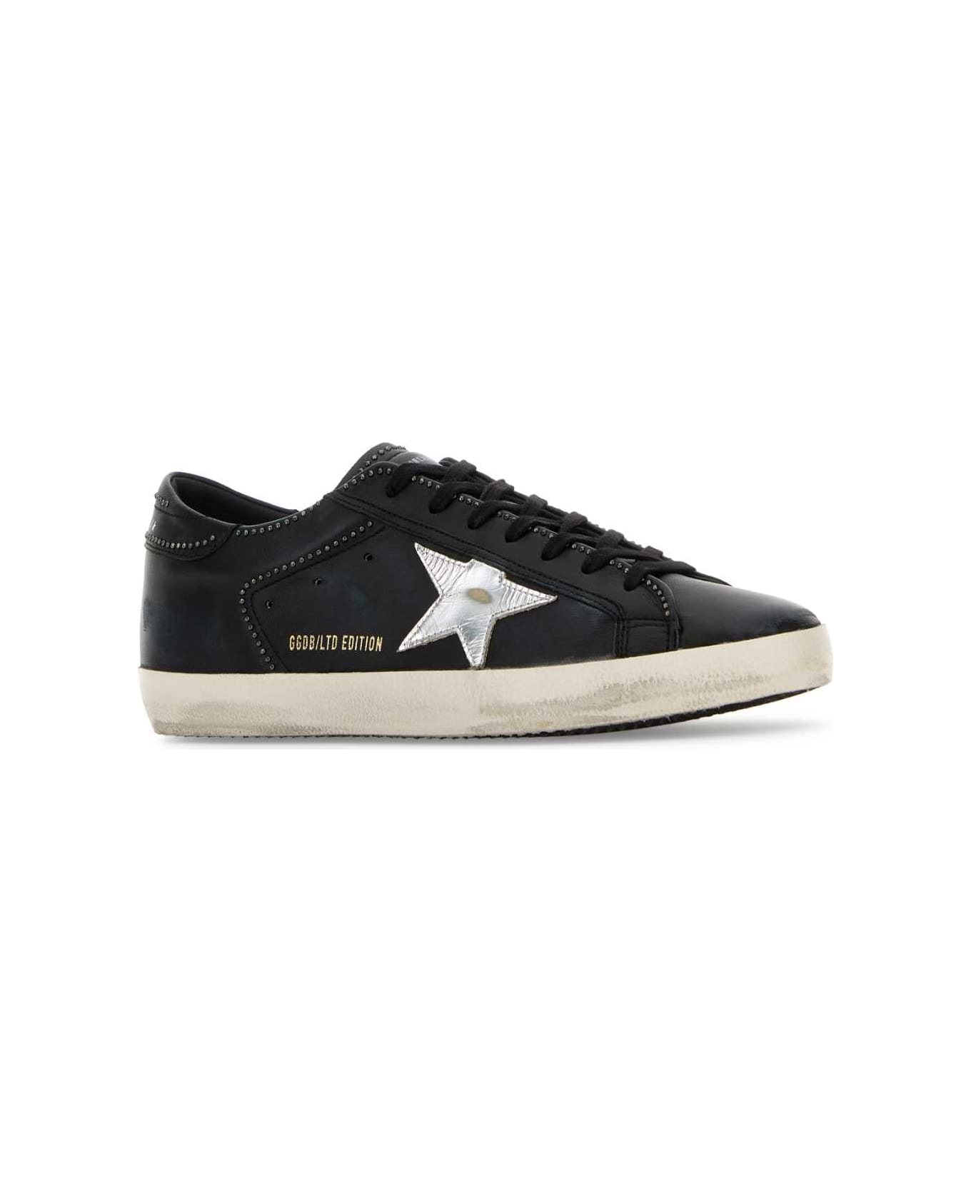 Golden Goose Black Leather Superstar Classic Sneakers - BLACKSILVER