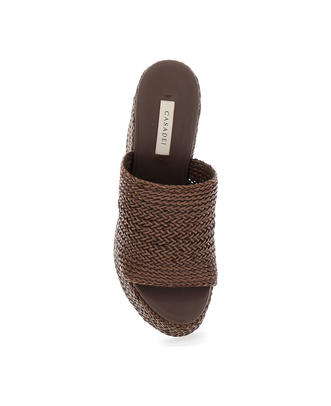 Casadei Brown Wedges With Almond Toe And Woven Design In Synthetic Fiber Woman - Brown