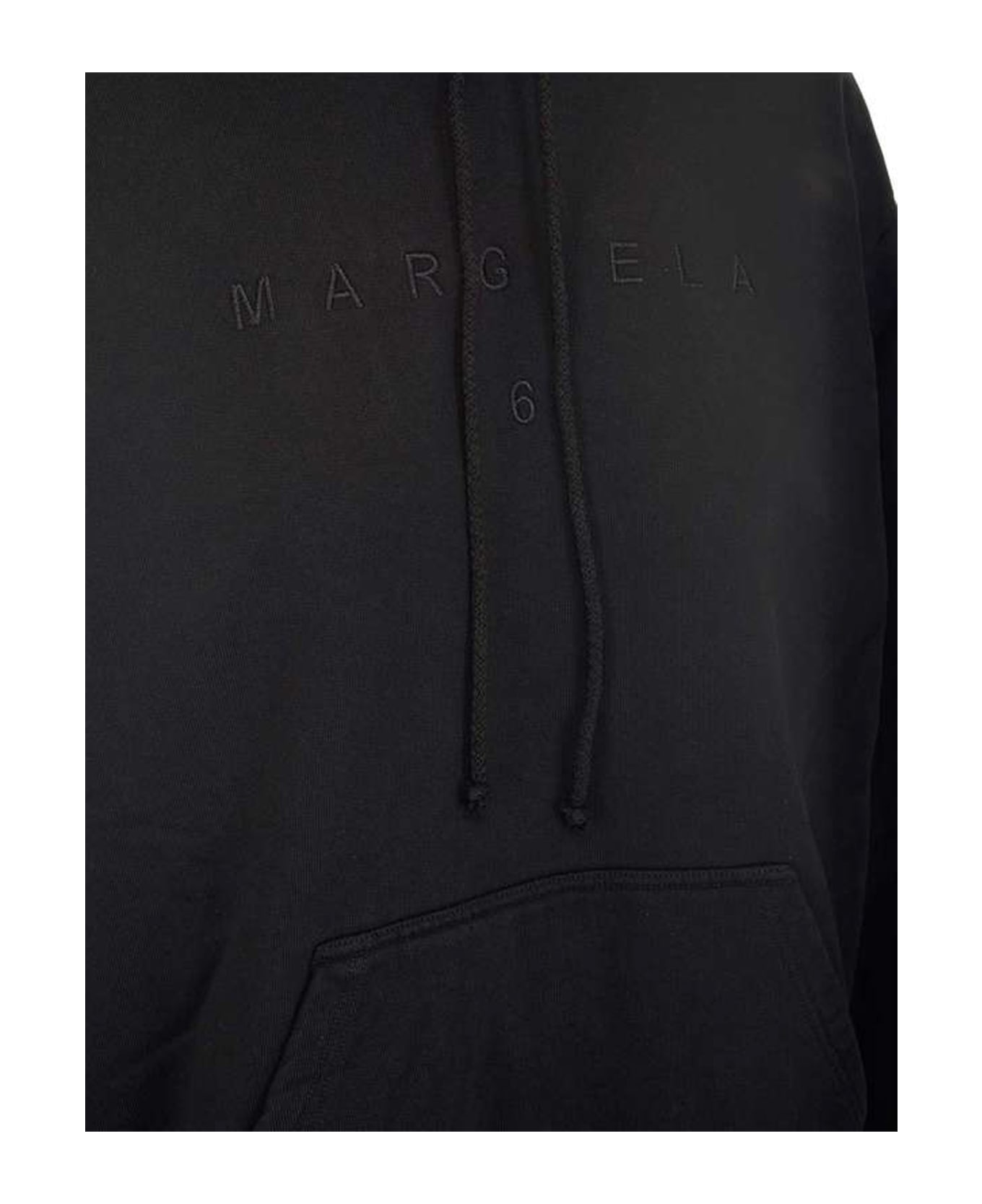 Maison Margiela Logo Hooded Sweatshirt - Black フリース