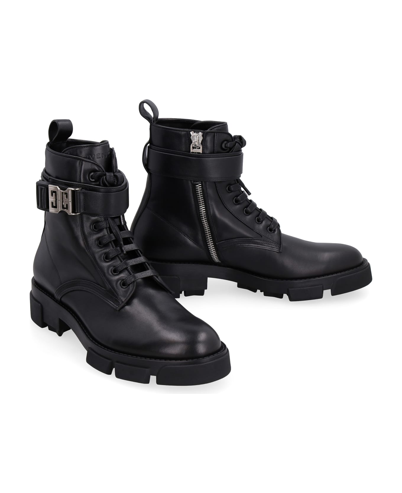 Givenchy Terra Leather Ankle Boots - BLACK ブーツ