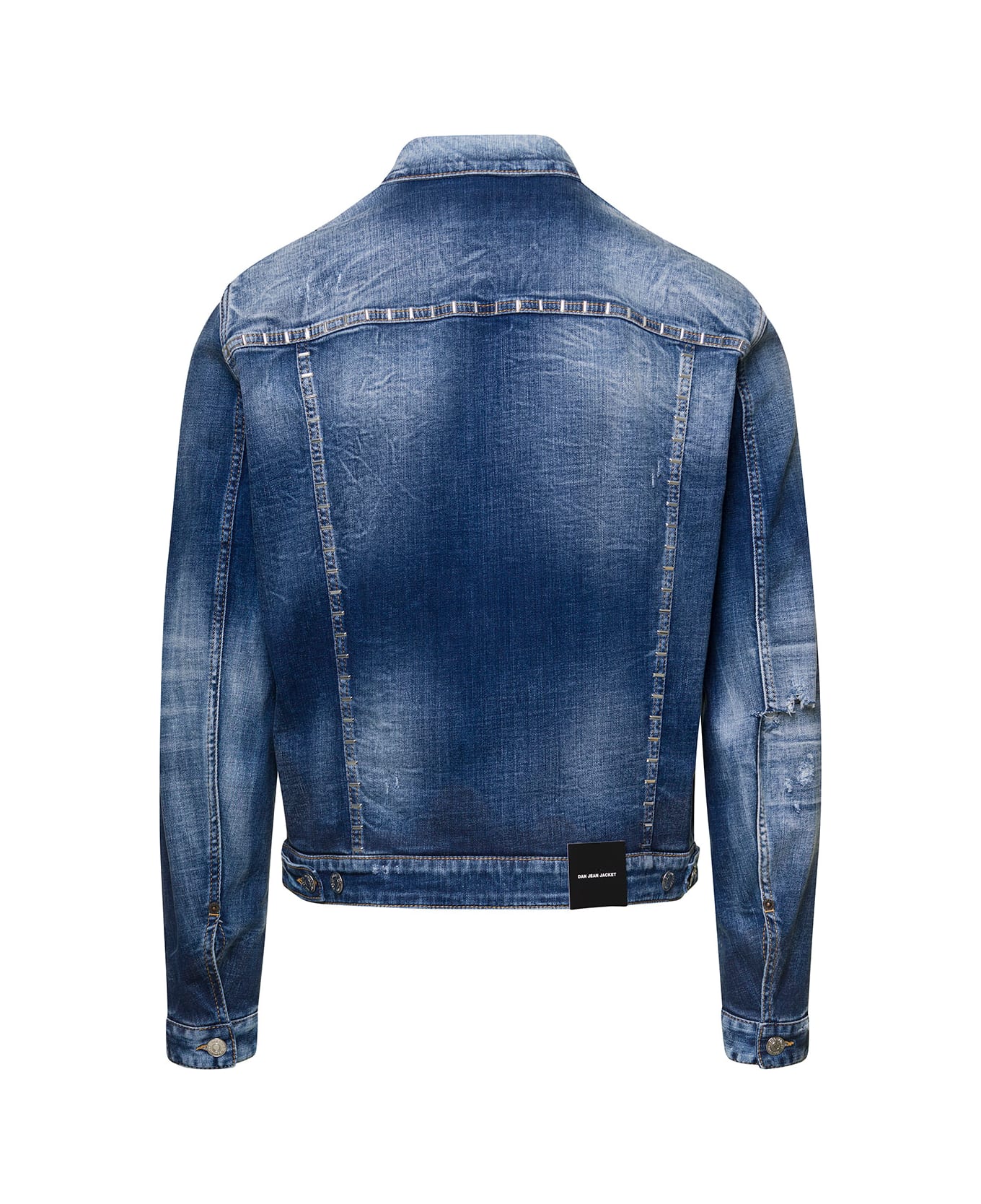 Dsquared2 Blue Jacket With Light Wash And Hand-written Note Detail In Denim Cotton Man - Blu