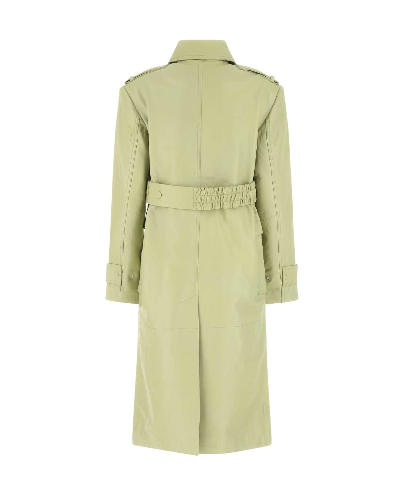 REMAIN Birger Christensen Light Green Leather Trench Coat - 130648