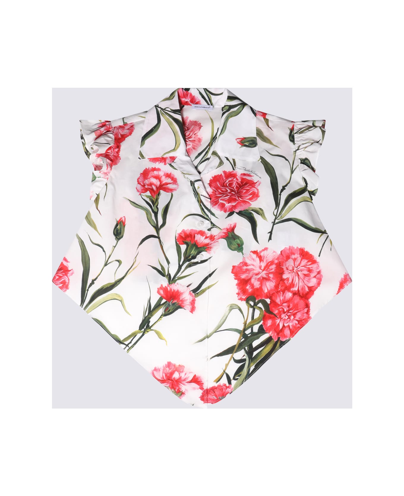 Dolce & Gabbana White Carnation Print Cotton Shirt - GAROFANI