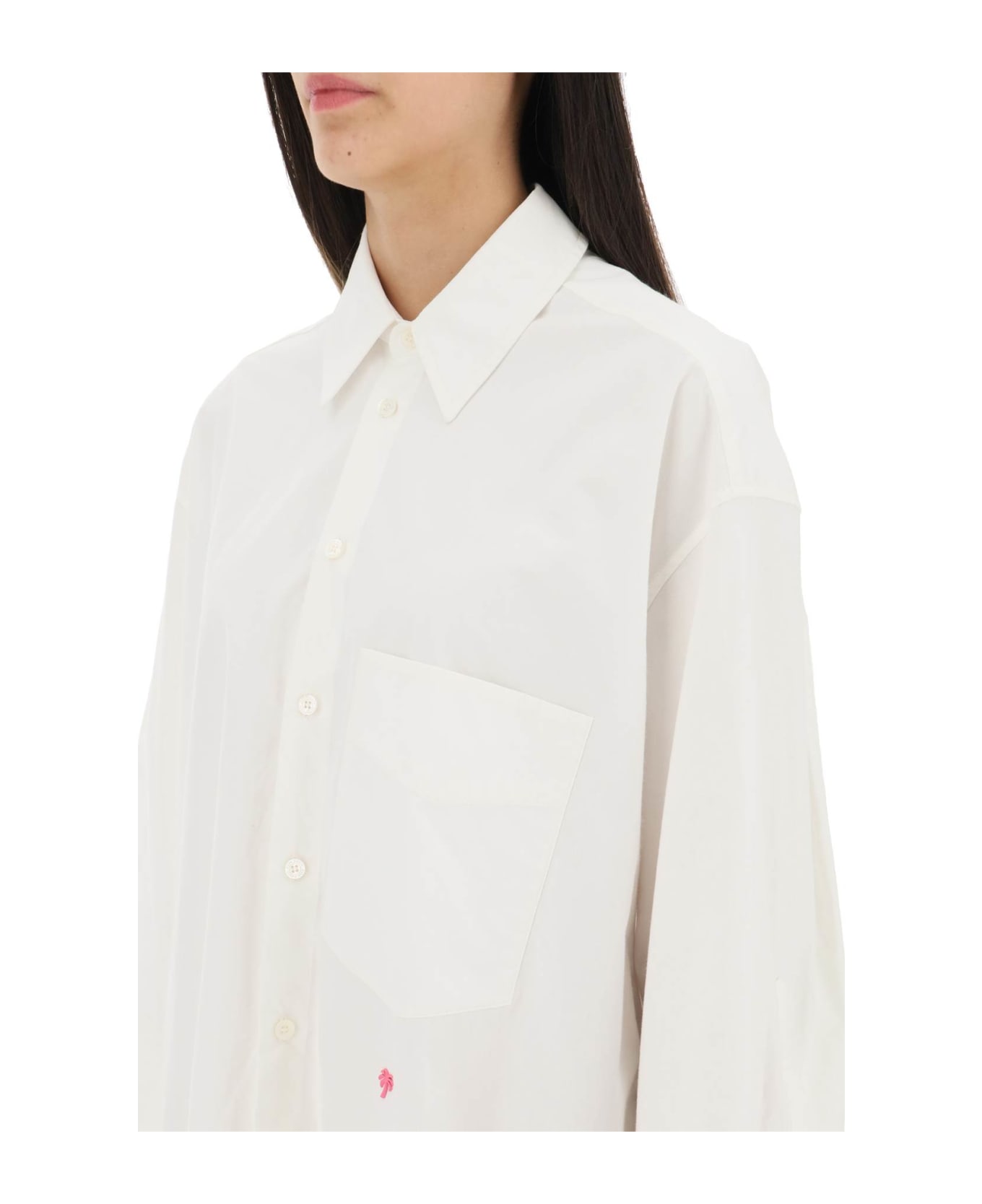 Palm Angels Shirt Dress With Bell Sleeves - WHITE BLACK (White)