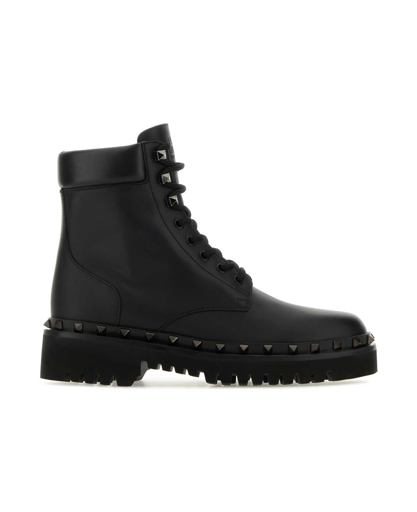 Valentino Garavani Black Leather Rockstud Ankle Boots - NERO