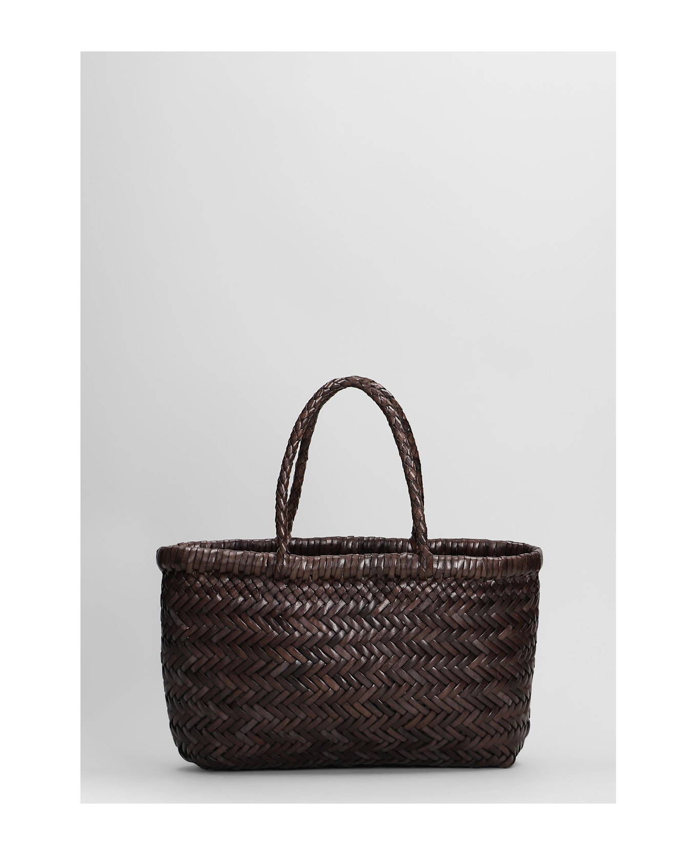 Dragon Diffusion Mini Flat Gora Baskt Hand Bag In Brown Leather - brown