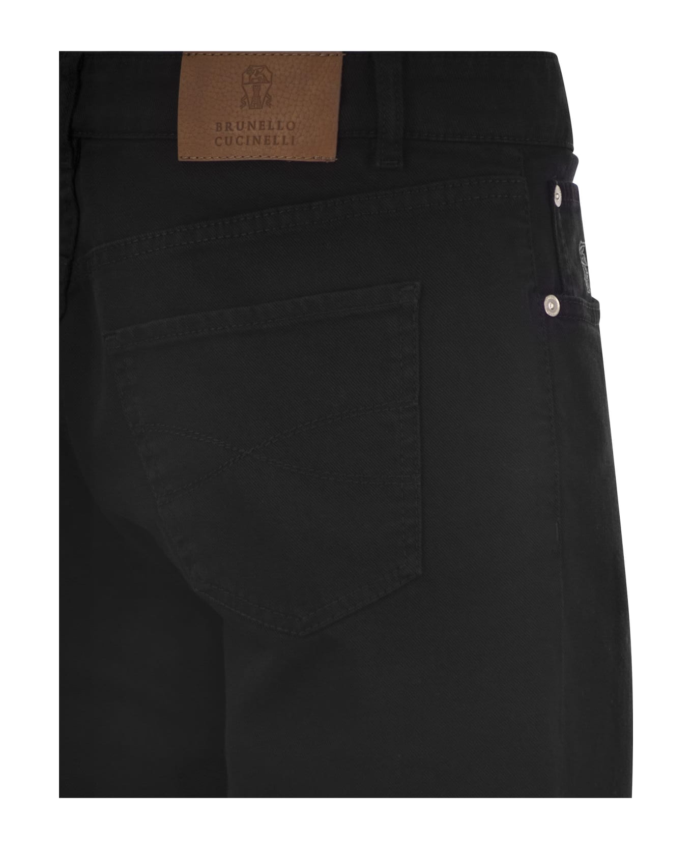 Brunello Cucinelli Five-pocket Traditional Fit Trousers In Light Comfort-dyed Denim - Black