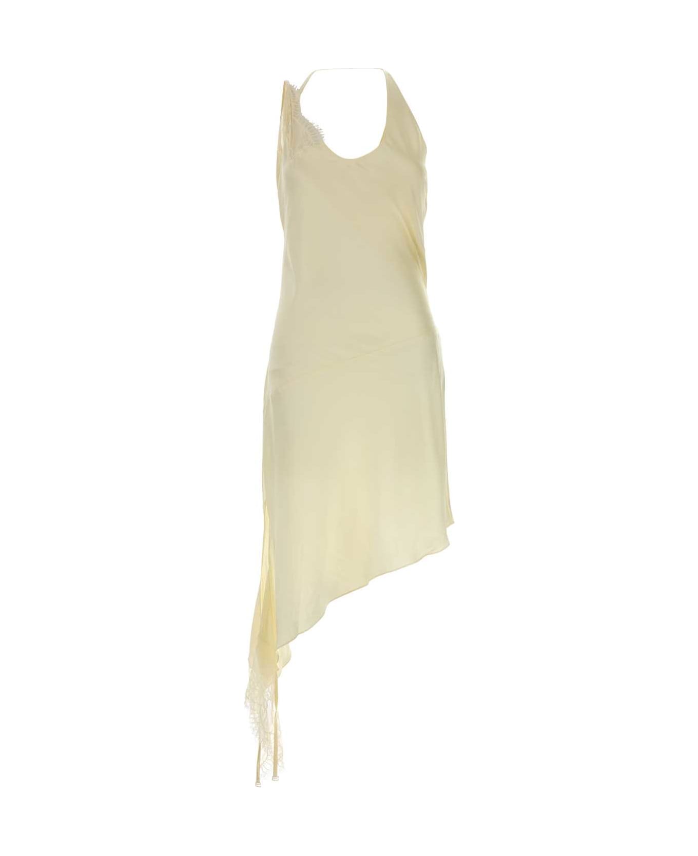 Courrèges Pastel Yellow Stretch Satin Rose Dress - LIMONCELLO