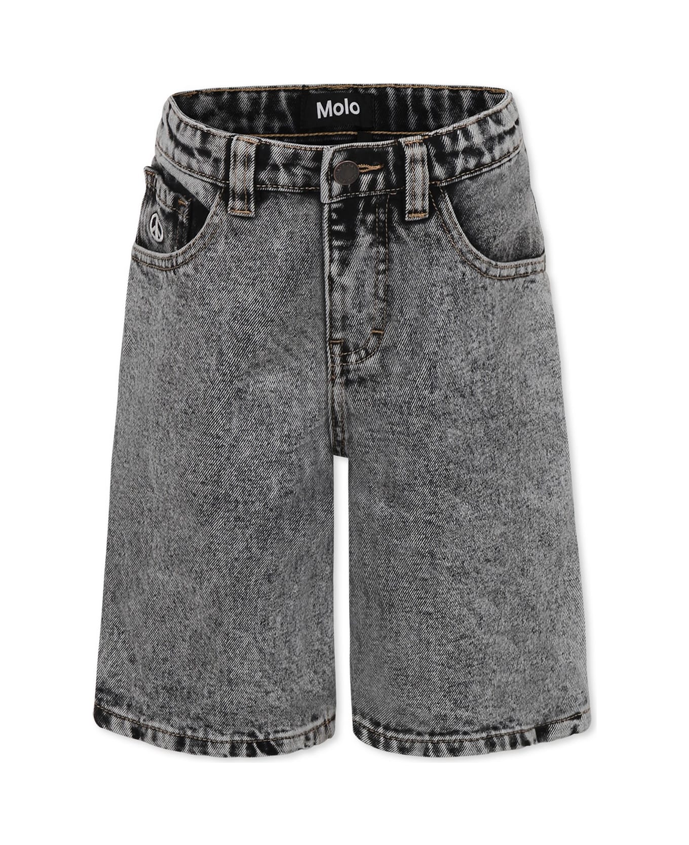 Molo Grey Shorts For Boy With Peace Symbol - Grey
