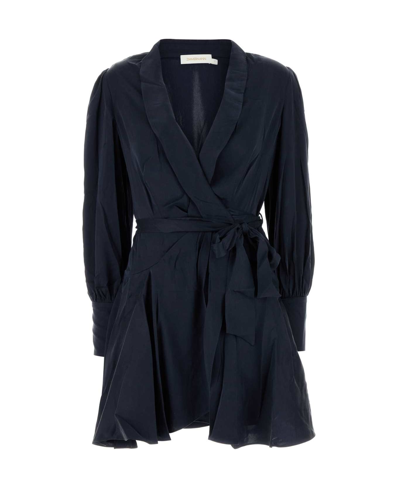 Zimmermann Navy Blue Silk Mini Dress - NAVY