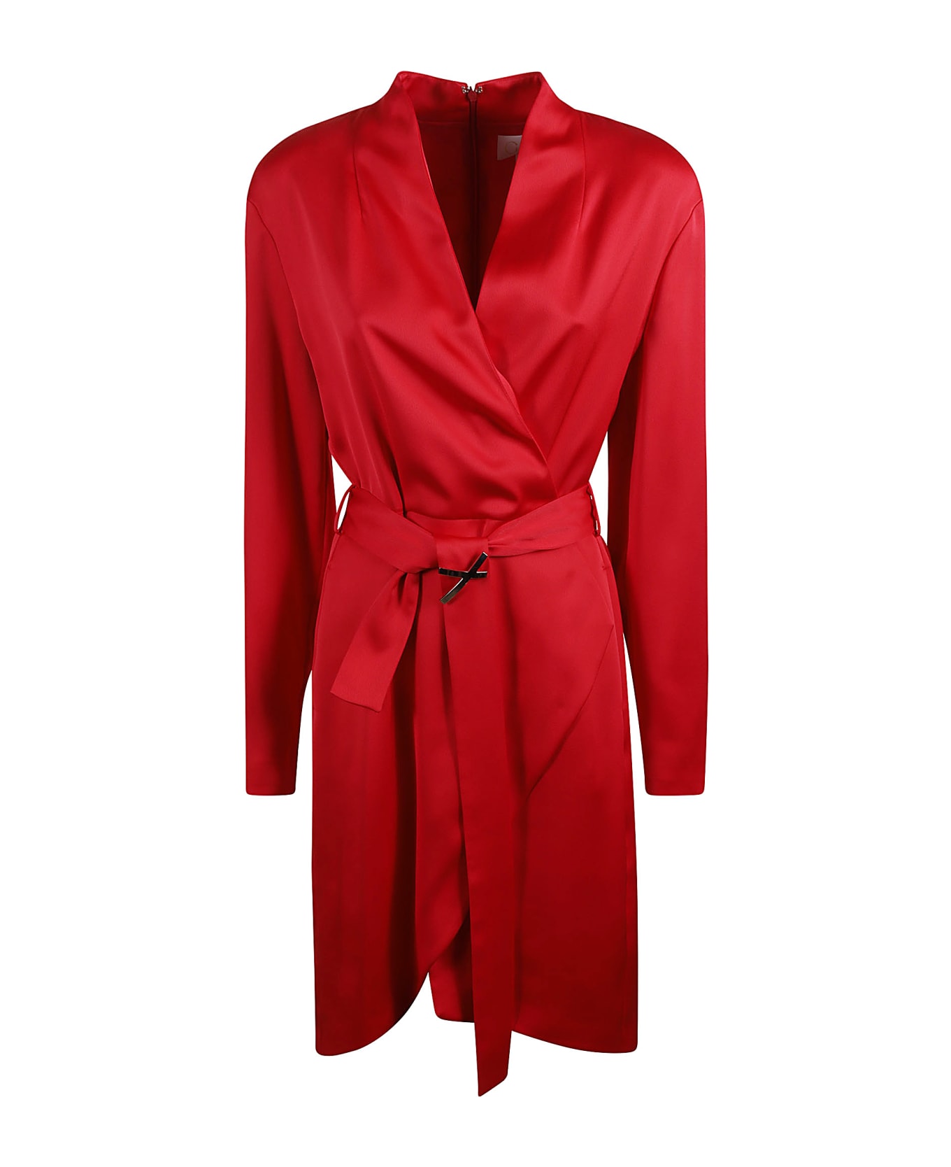 Genny Belted Wrap Coat - Red