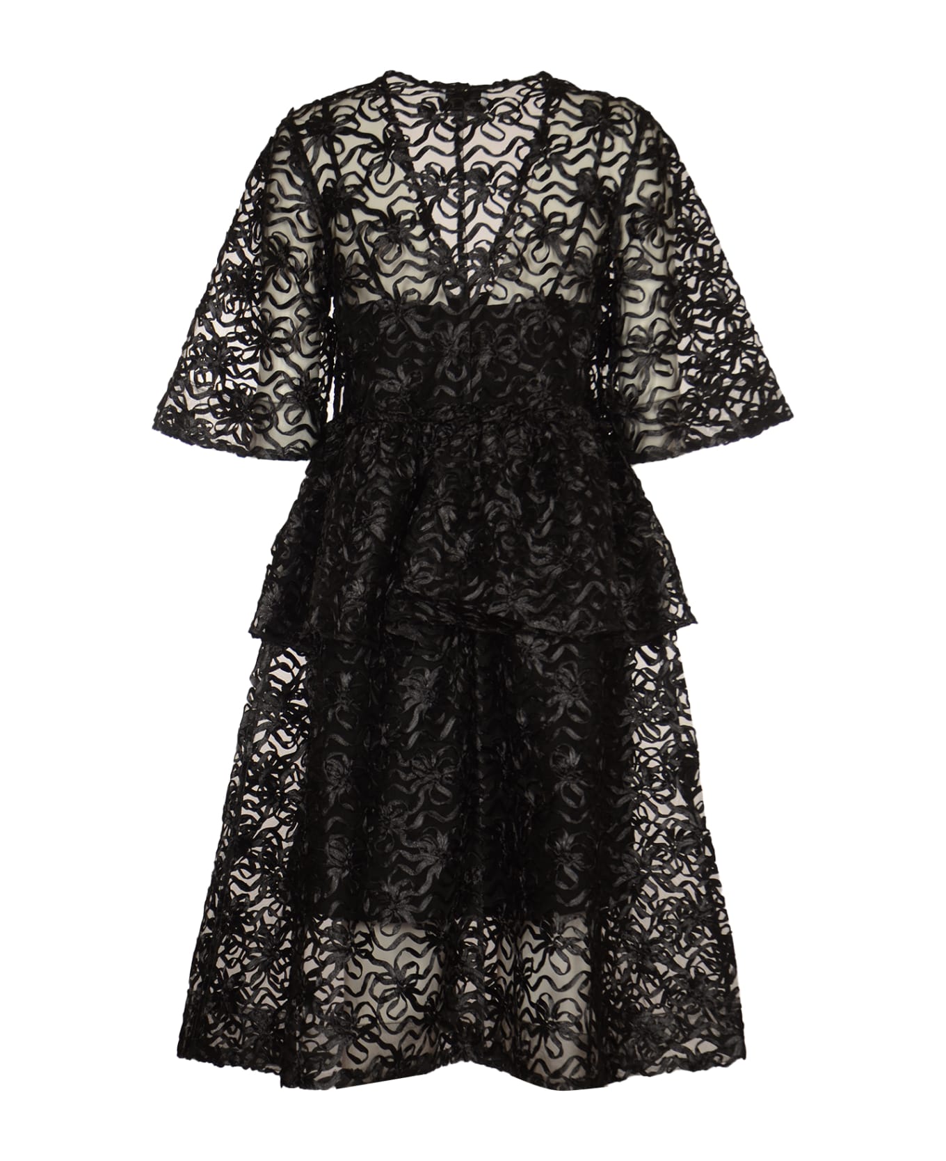 Ganni Ribbon Detail See-through Layered Dress - Nero ワンピース＆ドレス
