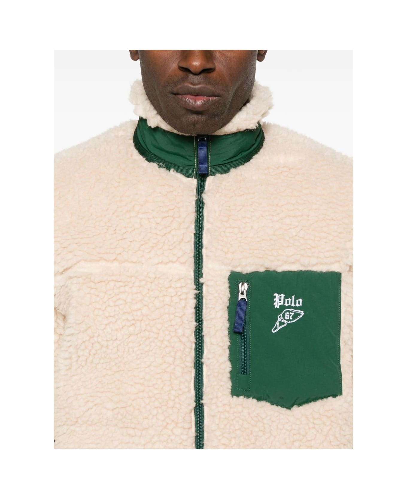 Polo Ralph Lauren Zip-up Fleece Jacket With Pockets - White