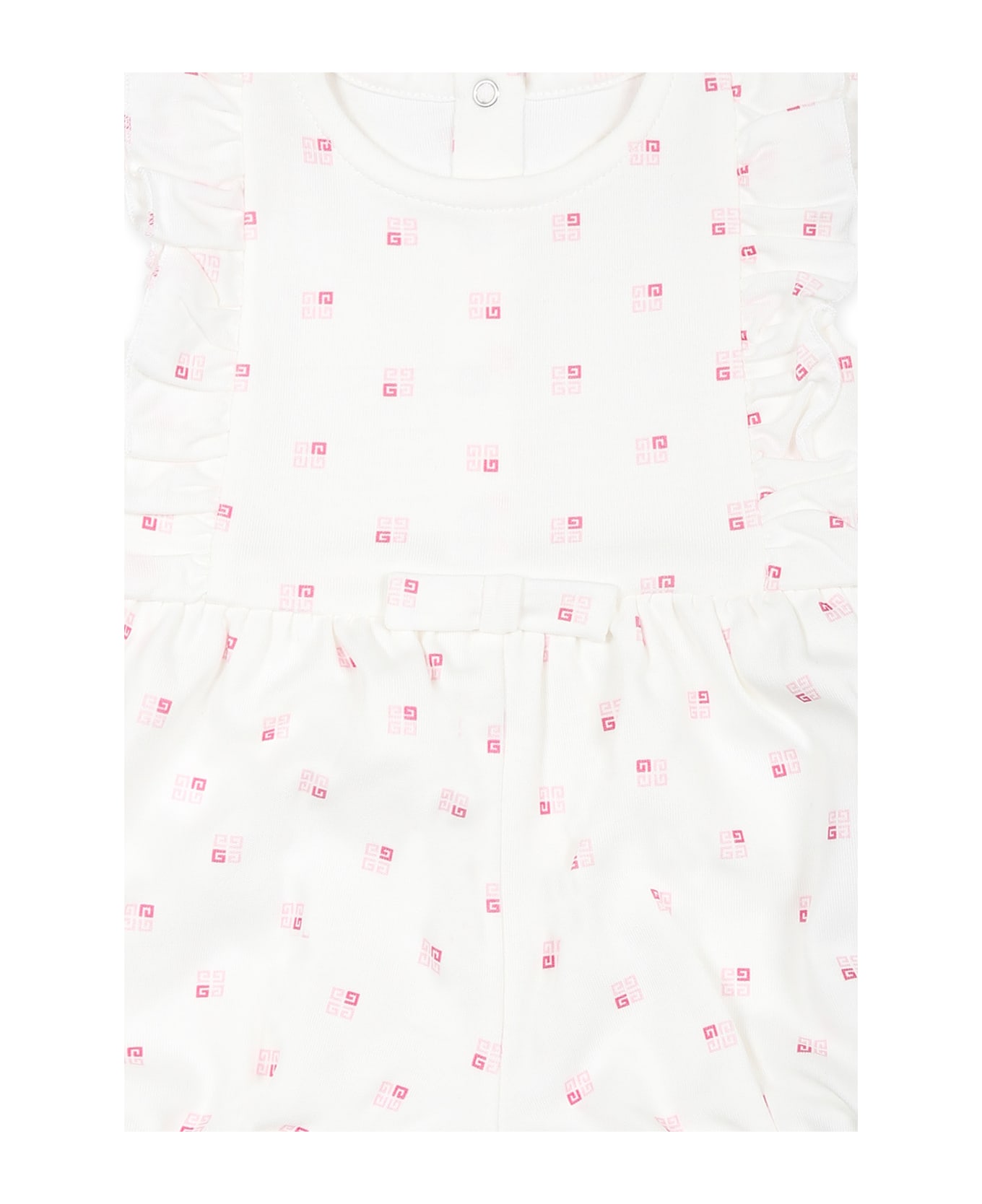 Givenchy White Romper For Baby Girl With 4g Pattern - White