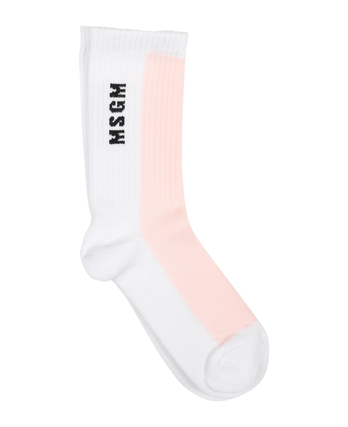 MSGM Pink Socks For Girl With Logo - Pink