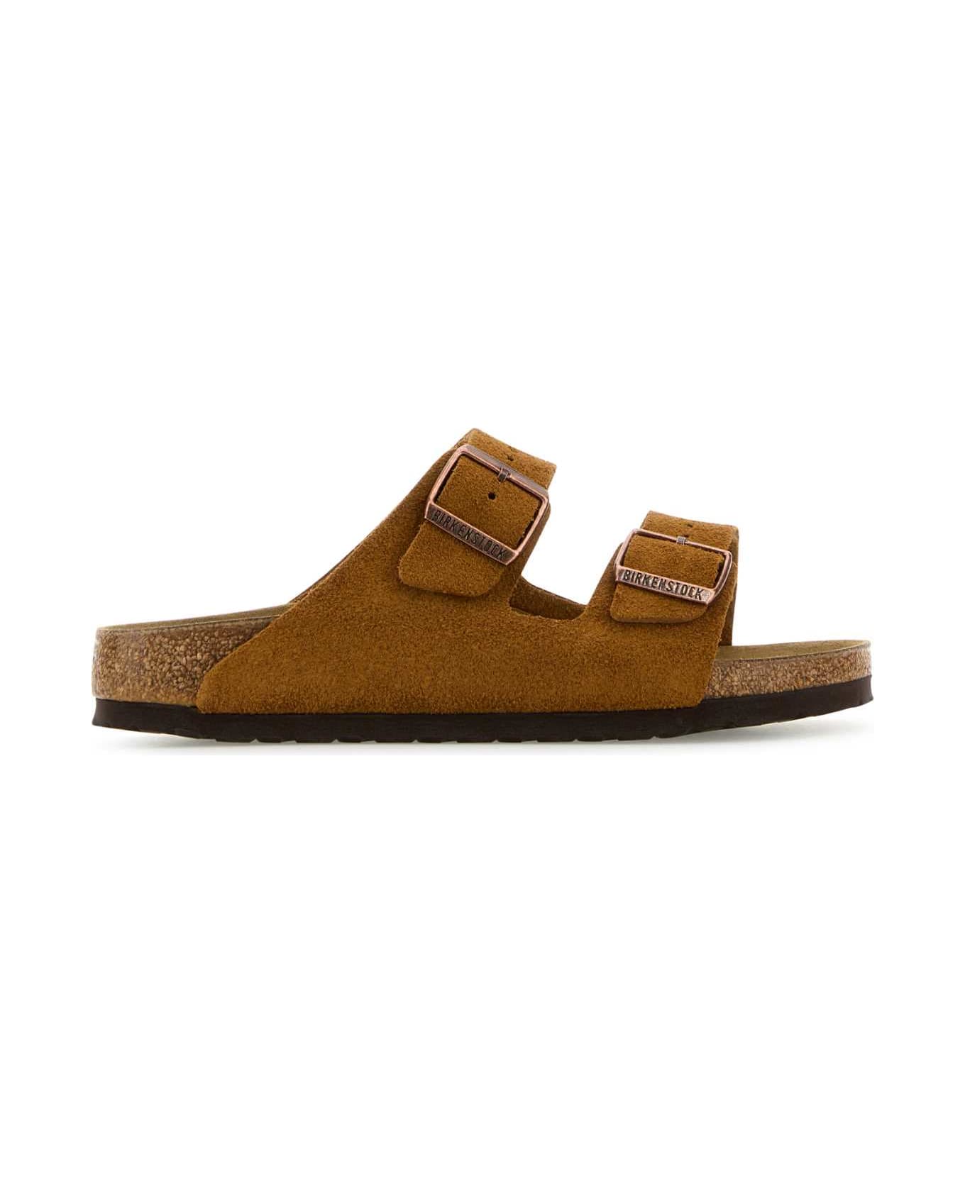 Birkenstock Ochre Suede Arizona Slippers - MINK