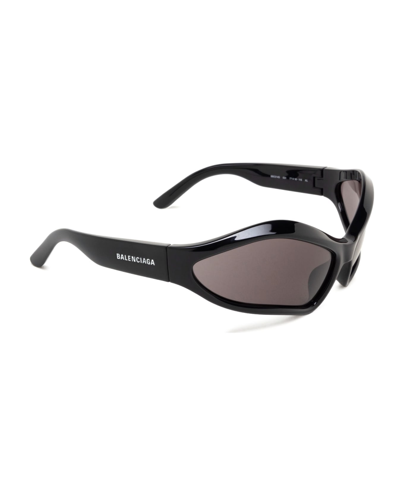 Balenciaga Eyewear Oval Lens Logo Sided Sunglasses - Black サングラス